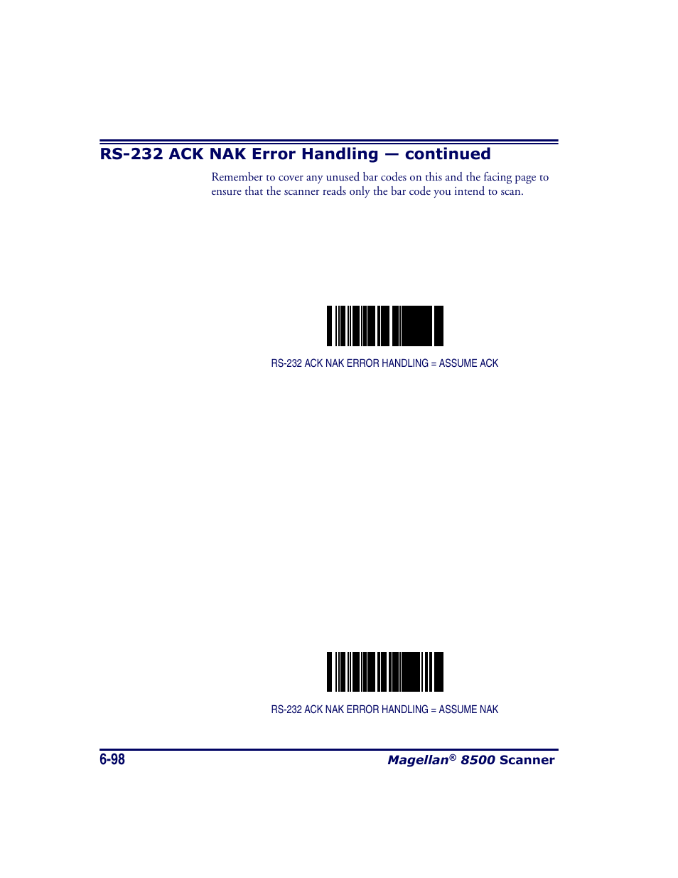 Rs-232 ack nak error handling — continued | Datalogic Scanning MAGELLAN 8500 User Manual | Page 204 / 436