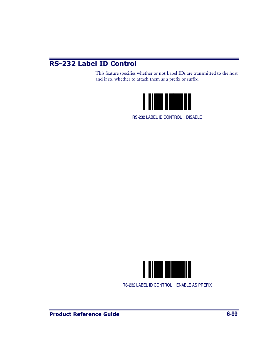 Rs-232 label id control, Rs-232 label id control -99 | Datalogic Scanning MAGELLAN 8500 User Manual | Page 205 / 436