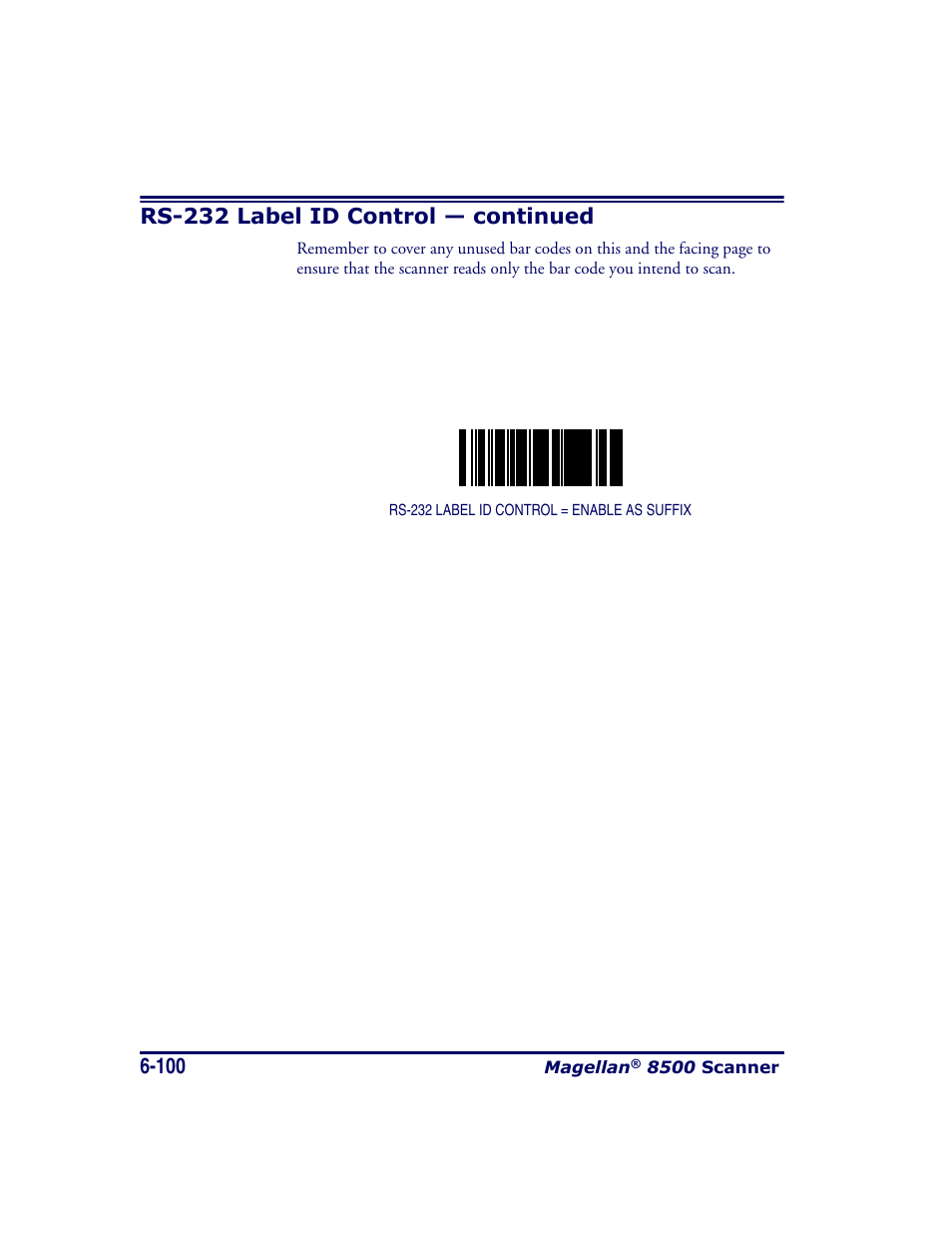 Rs-232 label id control — continued | Datalogic Scanning MAGELLAN 8500 User Manual | Page 206 / 436