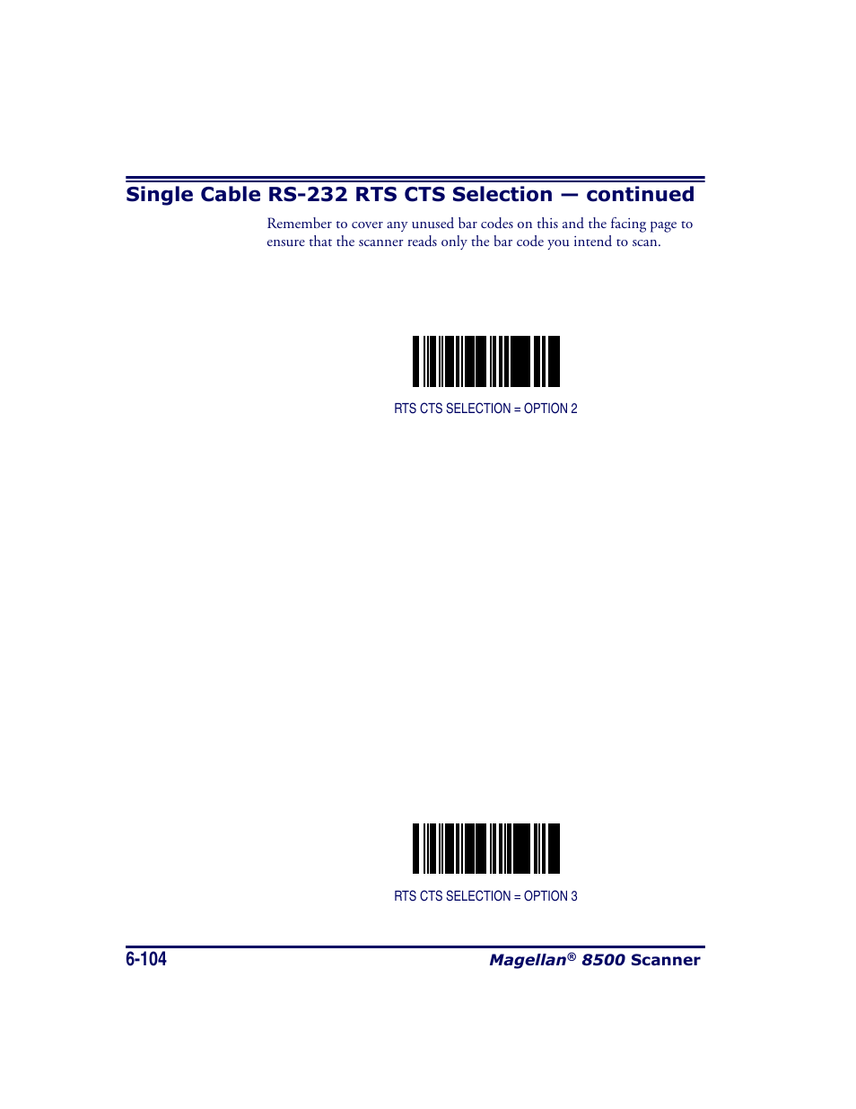 Single cable rs-232 rts cts selection — continued | Datalogic Scanning MAGELLAN 8500 User Manual | Page 210 / 436