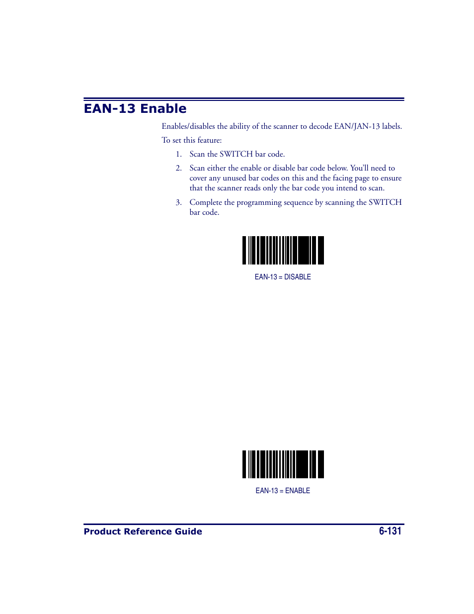 Ean-13 enable, Ean-13 enable -131 | Datalogic Scanning MAGELLAN 8500 User Manual | Page 237 / 436