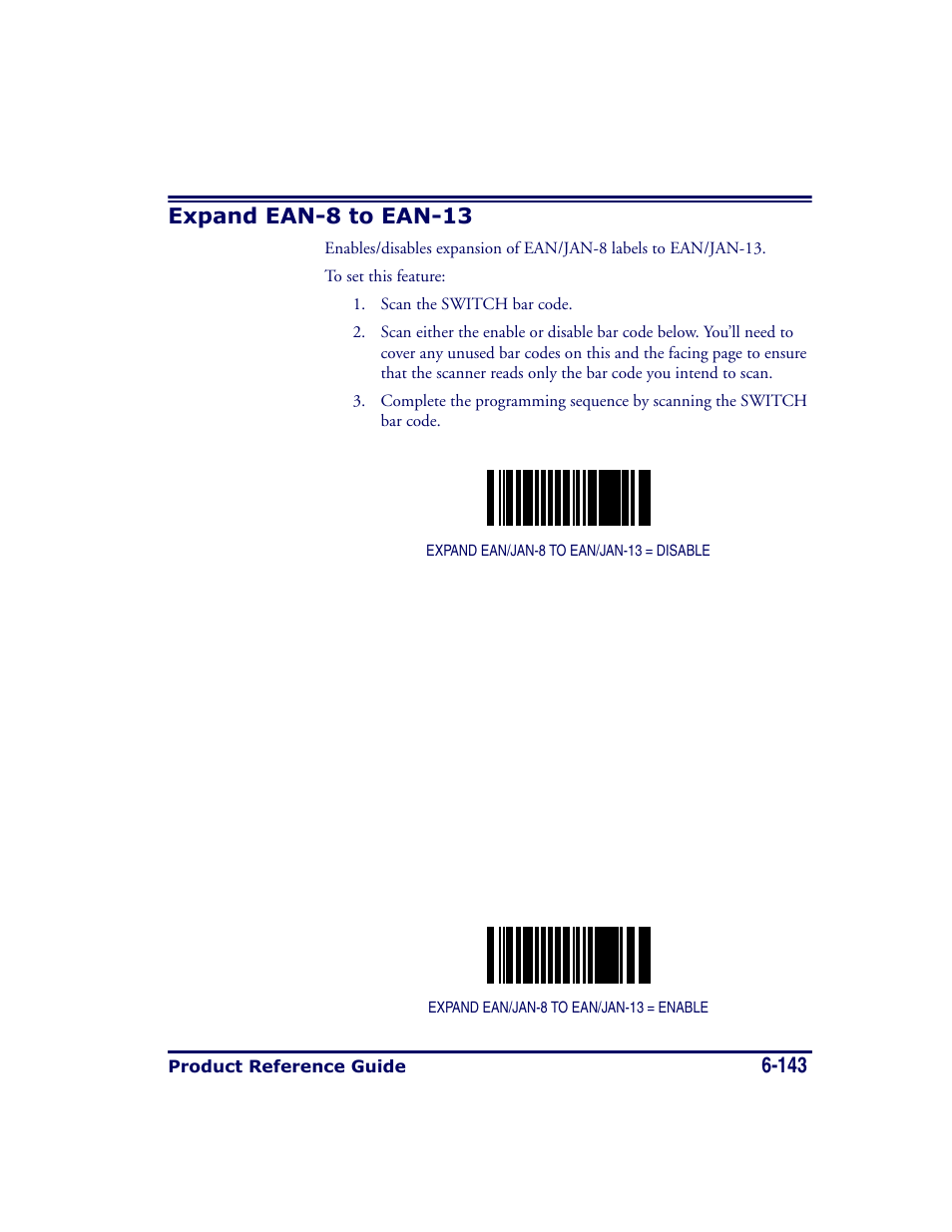 Expand ean-8 to ean-13, Expand ean-8 to ean-13 -143 | Datalogic Scanning MAGELLAN 8500 User Manual | Page 249 / 436