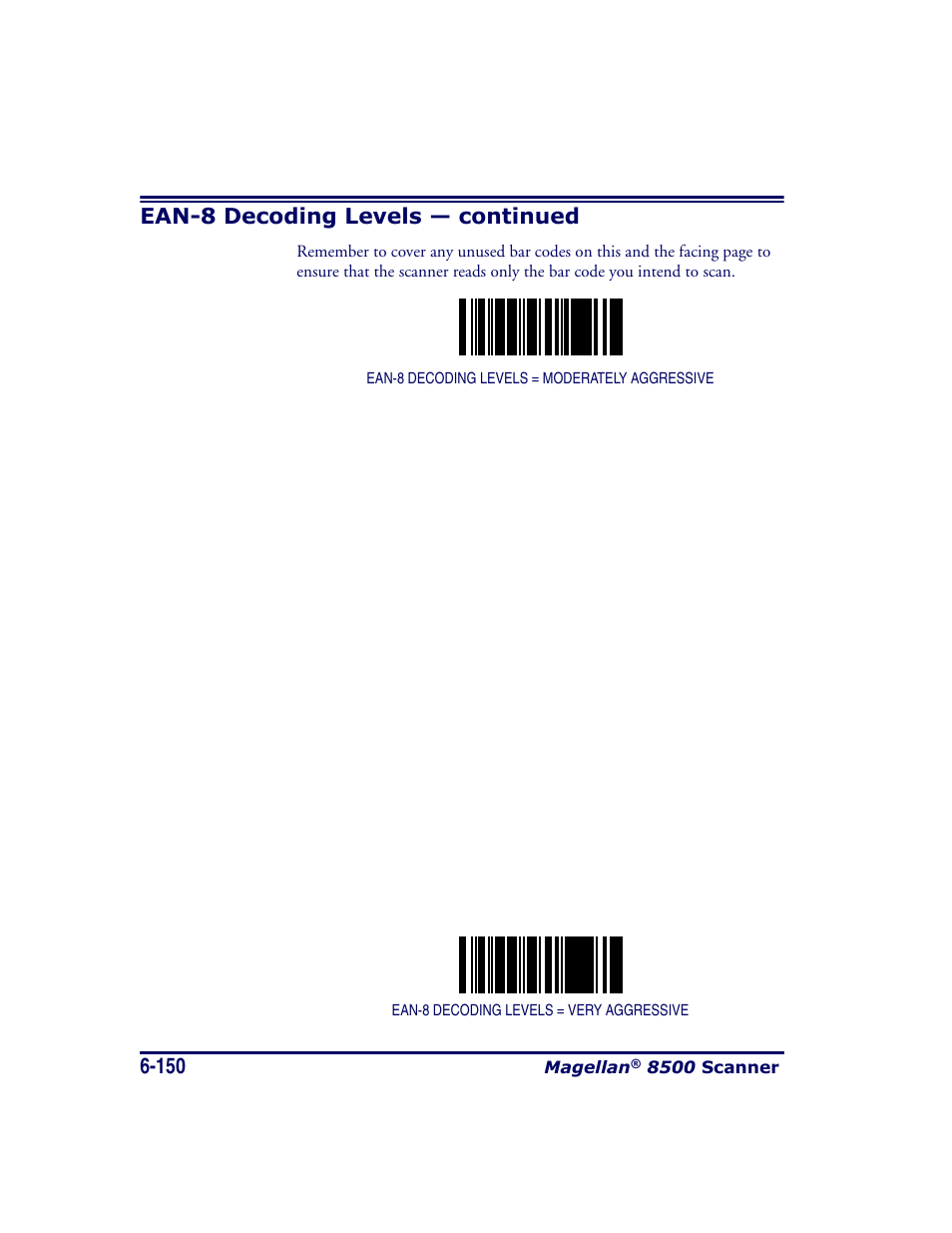 Ean-8 decoding levels — continued | Datalogic Scanning MAGELLAN 8500 User Manual | Page 256 / 436