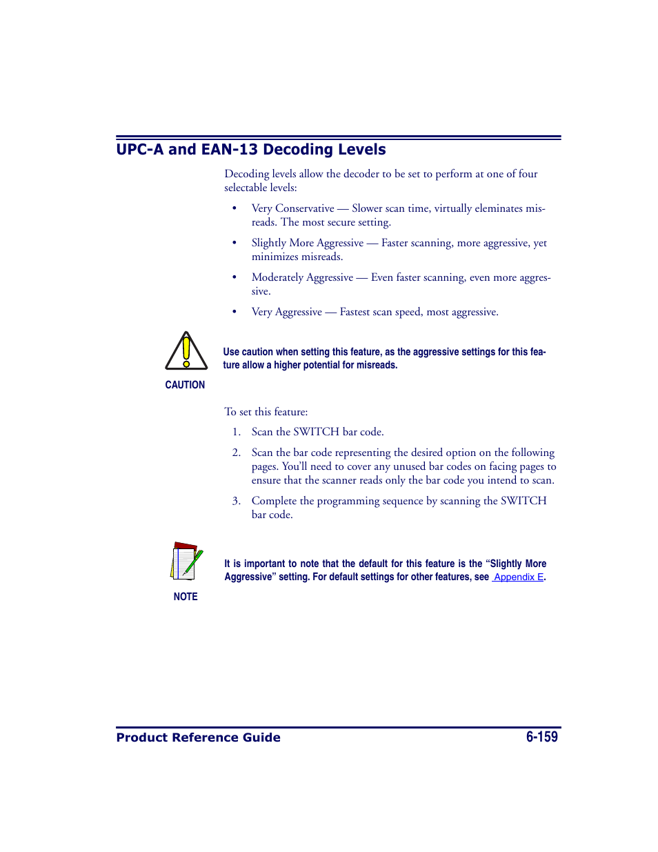 Upc-a and ean-13 decoding levels, Upc-a and ean-13 decoding levels -159 | Datalogic Scanning MAGELLAN 8500 User Manual | Page 265 / 436