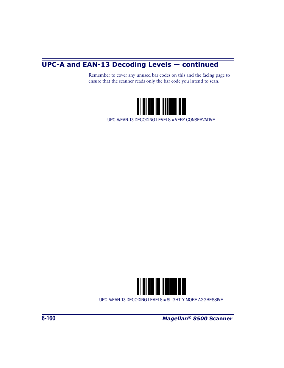 Upc-a and ean-13 decoding levels — continued | Datalogic Scanning MAGELLAN 8500 User Manual | Page 266 / 436