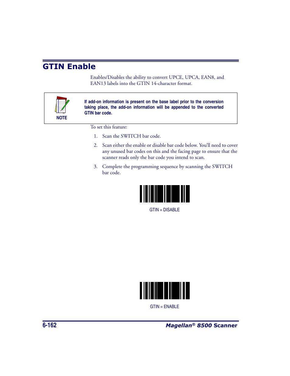 Gtin enable, Gtin enable -162 | Datalogic Scanning MAGELLAN 8500 User Manual | Page 268 / 436