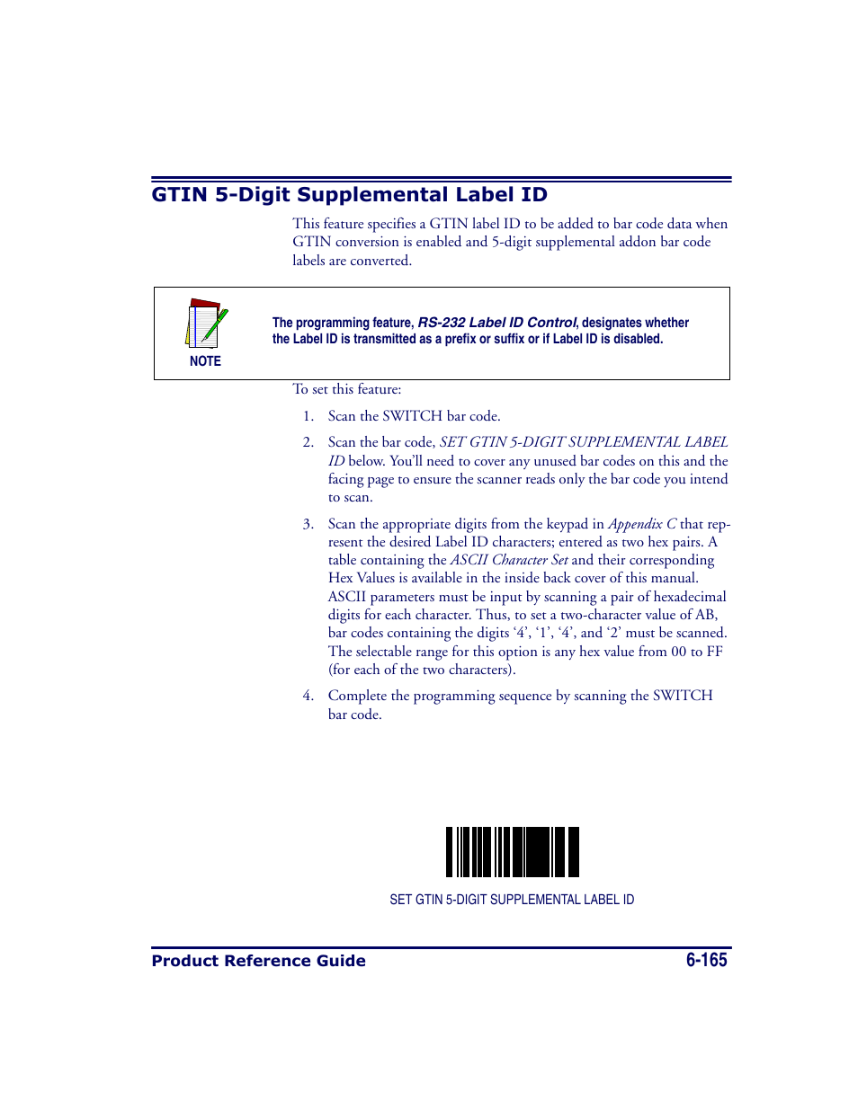 Gtin 5-digit supplemental label id, Gtin 5-digit supplemental label id -165, 165 gtin 5-digit supplemental label id | Datalogic Scanning MAGELLAN 8500 User Manual | Page 271 / 436