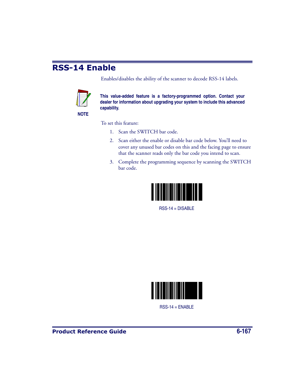 Rss-14 enable, Rss-14 enable -167 | Datalogic Scanning MAGELLAN 8500 User Manual | Page 273 / 436