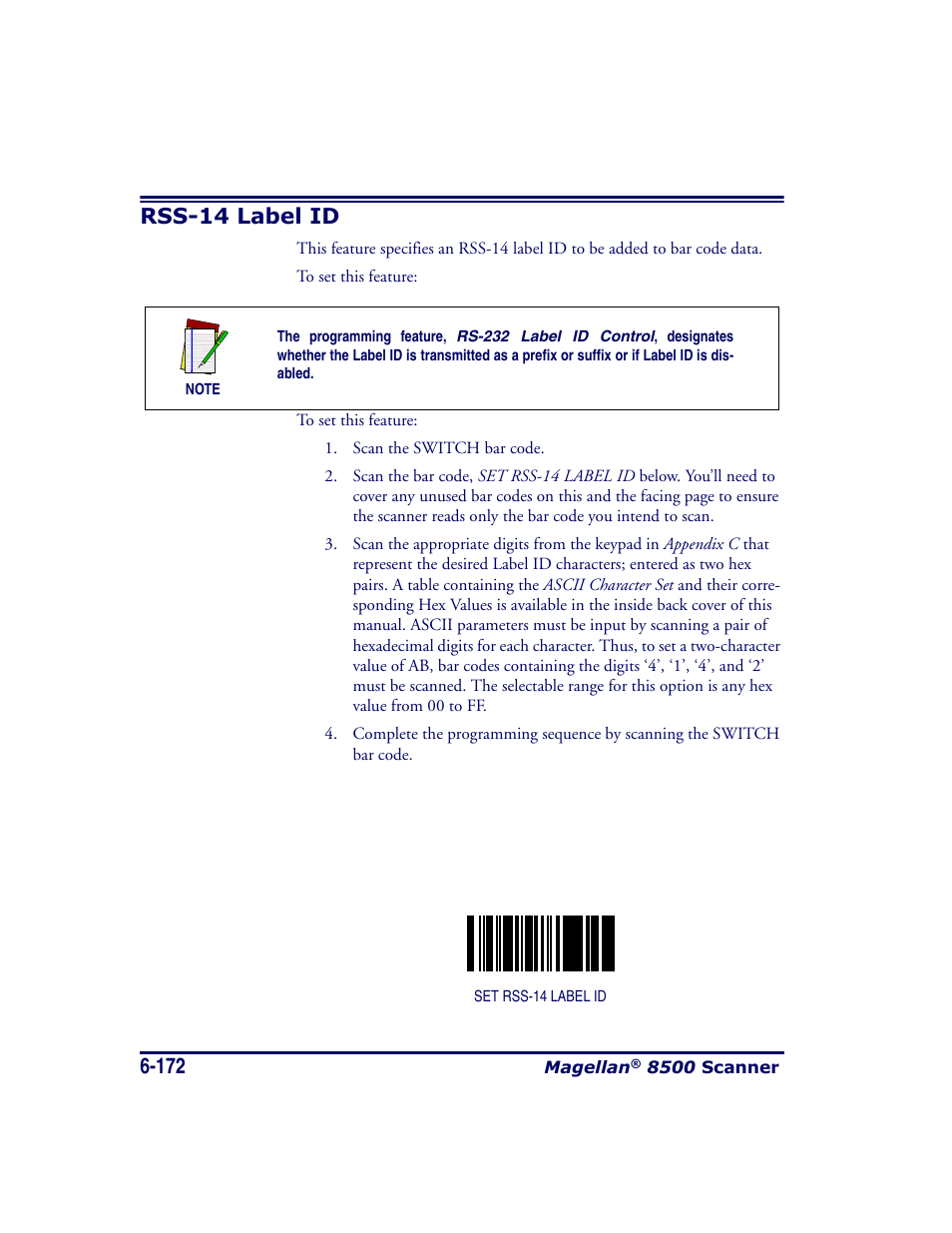 Rss-14 label id, Rss-14 label id -172 | Datalogic Scanning MAGELLAN 8500 User Manual | Page 278 / 436