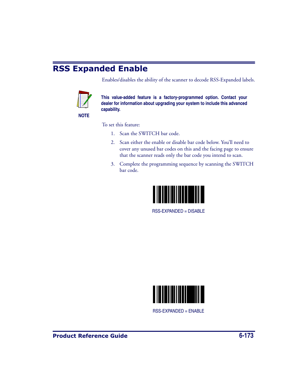 Rss expanded enable, Rss expanded enable -173 | Datalogic Scanning MAGELLAN 8500 User Manual | Page 279 / 436