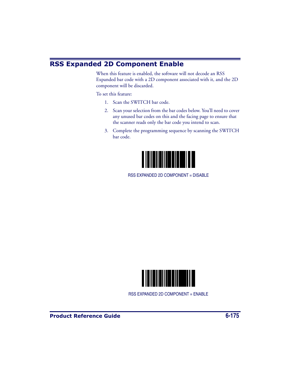 Rss expanded 2d component enable, Rss expanded 2d component enable -175, 175 rss expanded 2d component enable | Datalogic Scanning MAGELLAN 8500 User Manual | Page 281 / 436