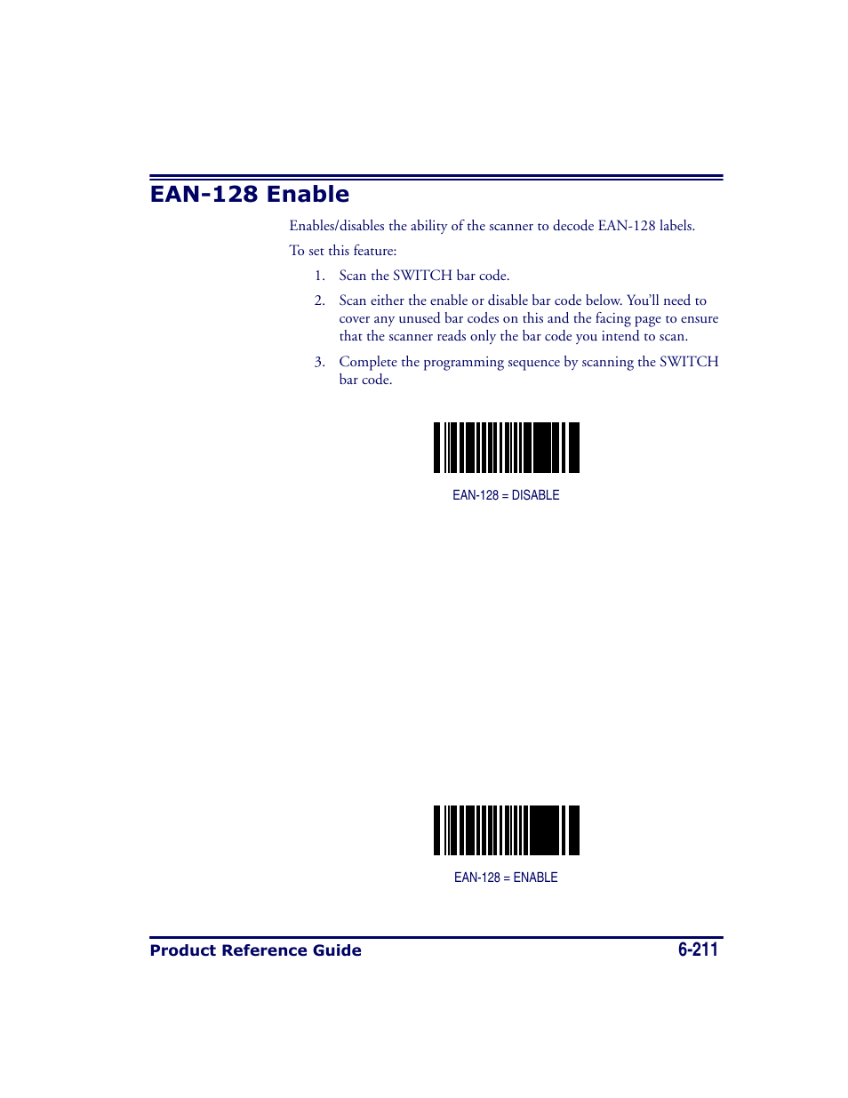 Ean-128 enable, Ean-128 enable -211 | Datalogic Scanning MAGELLAN 8500 User Manual | Page 317 / 436