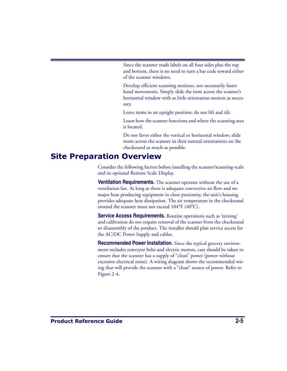 Site preparation overview, Site preparation overview -5 | Datalogic Scanning MAGELLAN 8500 User Manual | Page 33 / 436