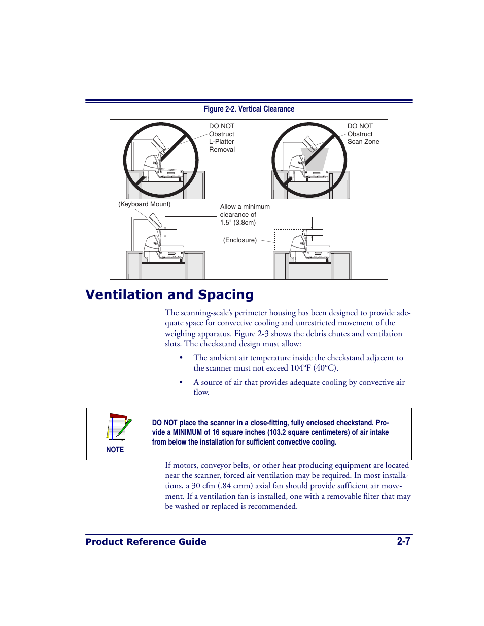 Ventilation and spacing, Ventilation and spacing -7 | Datalogic Scanning MAGELLAN 8500 User Manual | Page 35 / 436