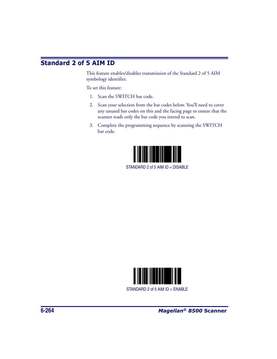 Standard 2 of 5 aim id, Standard 2 of 5 aim id -264 | Datalogic Scanning MAGELLAN 8500 User Manual | Page 370 / 436