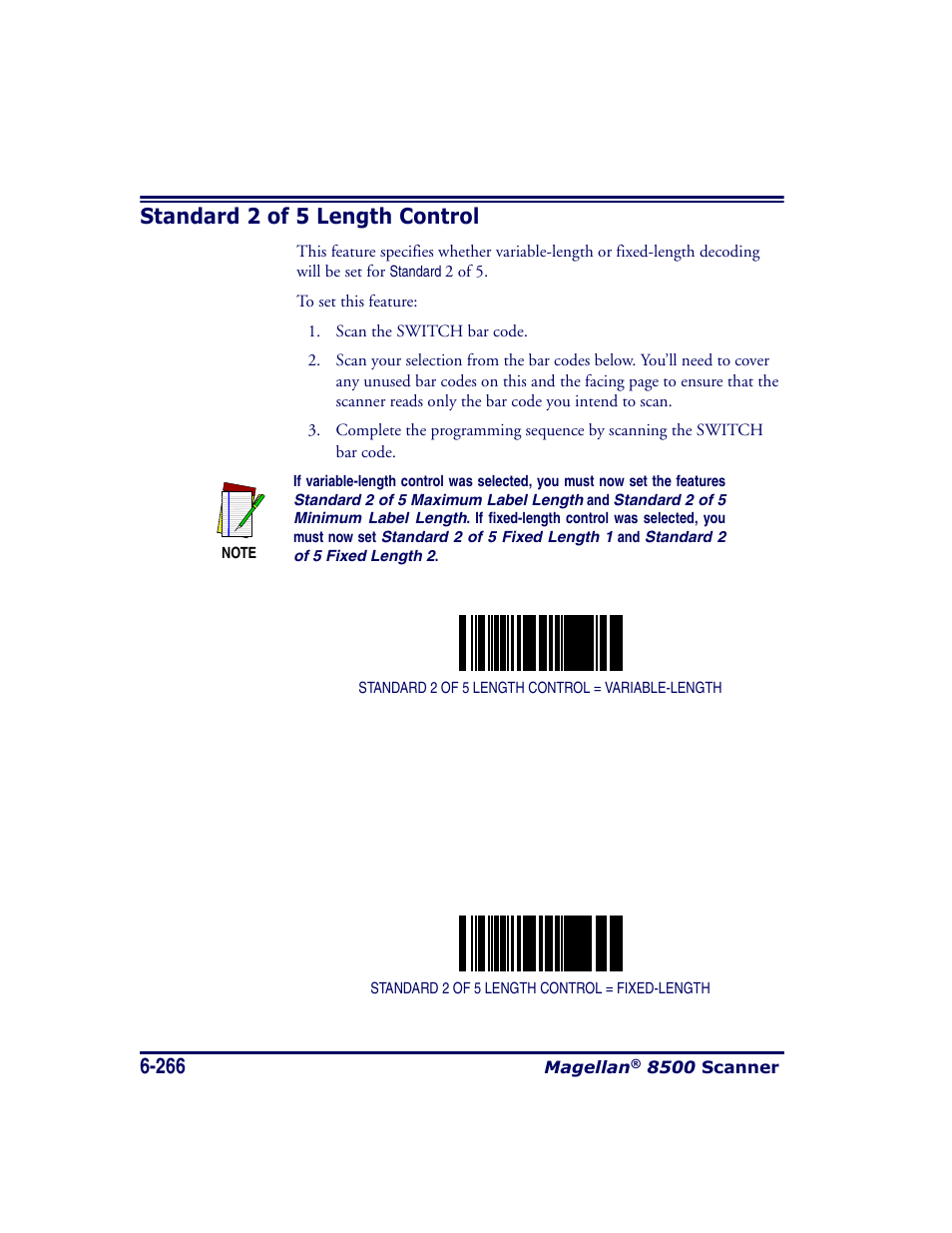 Standard 2 of 5 length control, Standard 2 of 5 length control -266 | Datalogic Scanning MAGELLAN 8500 User Manual | Page 372 / 436