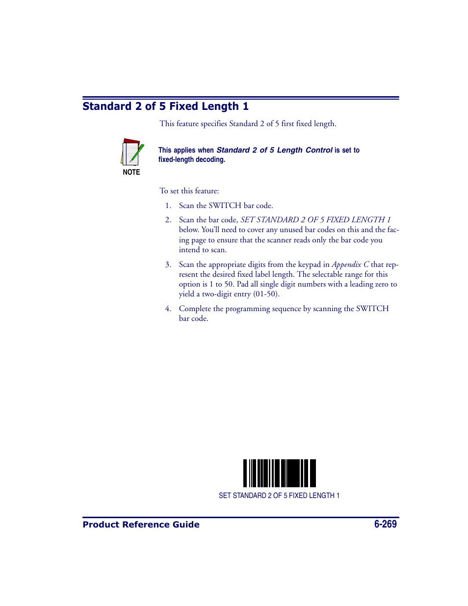 Standard 2 of 5 fixed length 1, Standard 2 of 5 fixed length 1 -269 | Datalogic Scanning MAGELLAN 8500 User Manual | Page 375 / 436