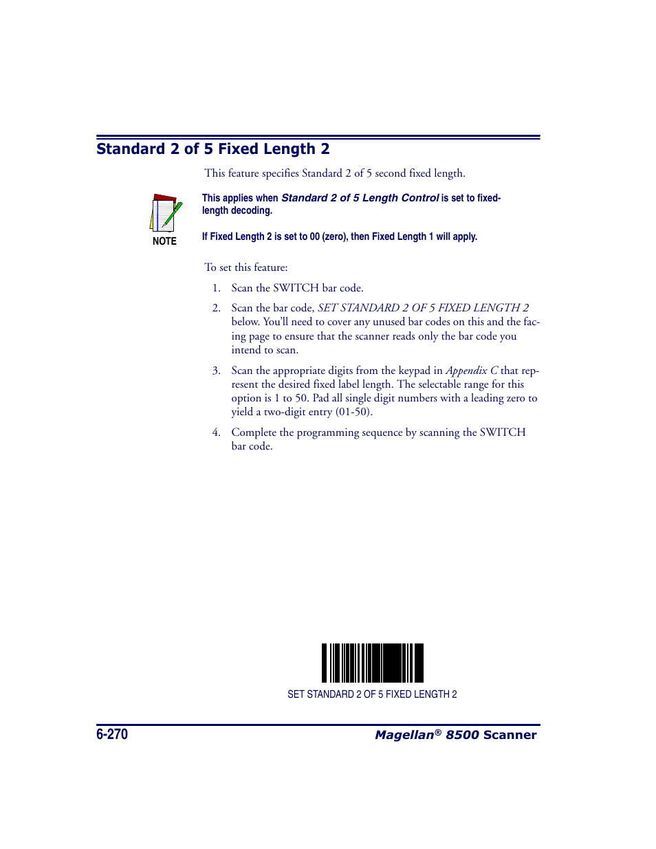 Standard 2 of 5 fixed length 2, Standard 2 of 5 fixed length 2 -270 | Datalogic Scanning MAGELLAN 8500 User Manual | Page 376 / 436