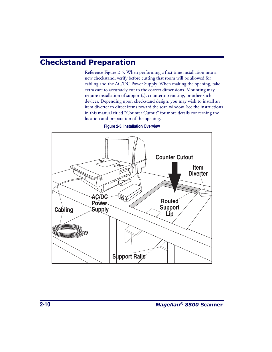 Checkstand preparation, Checkstand preparation -10 | Datalogic Scanning MAGELLAN 8500 User Manual | Page 38 / 436