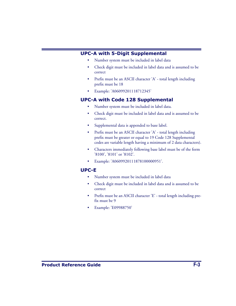 Upc-a with 5-digit supplemental, Upc-a with code 128 supplemental, Upc-e | Datalogic Scanning MAGELLAN 8500 User Manual | Page 419 / 436