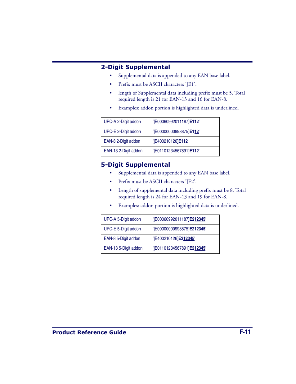 Digit supplemental, F-11 | Datalogic Scanning MAGELLAN 8500 User Manual | Page 427 / 436