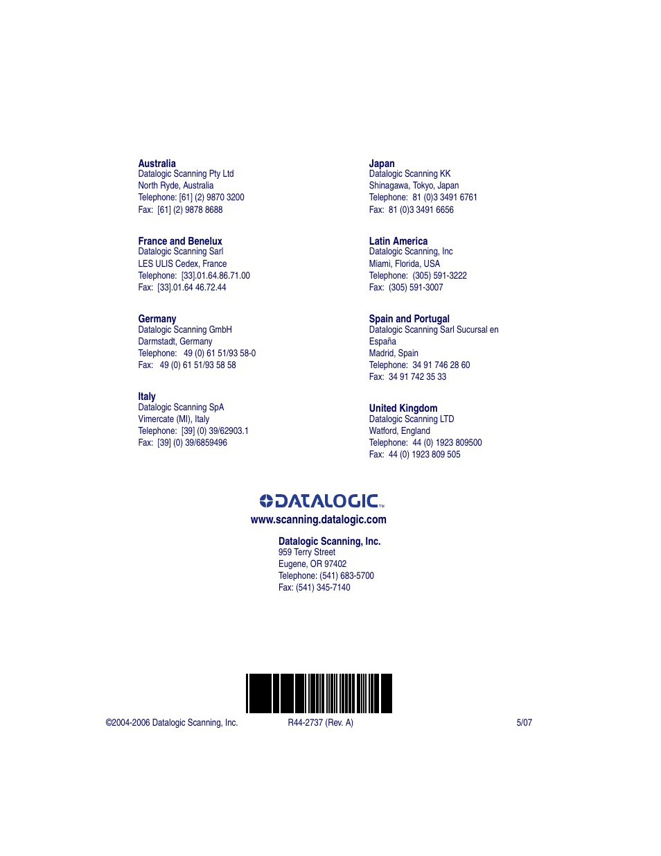 Datalogic Scanning MAGELLAN 8500 User Manual | Page 436 / 436