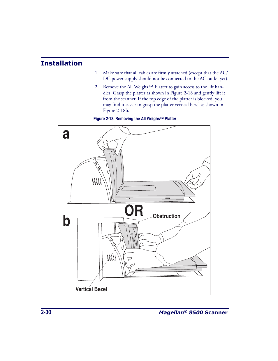 Installation, Installation -30, Ab or | Datalogic Scanning MAGELLAN 8500 User Manual | Page 58 / 436