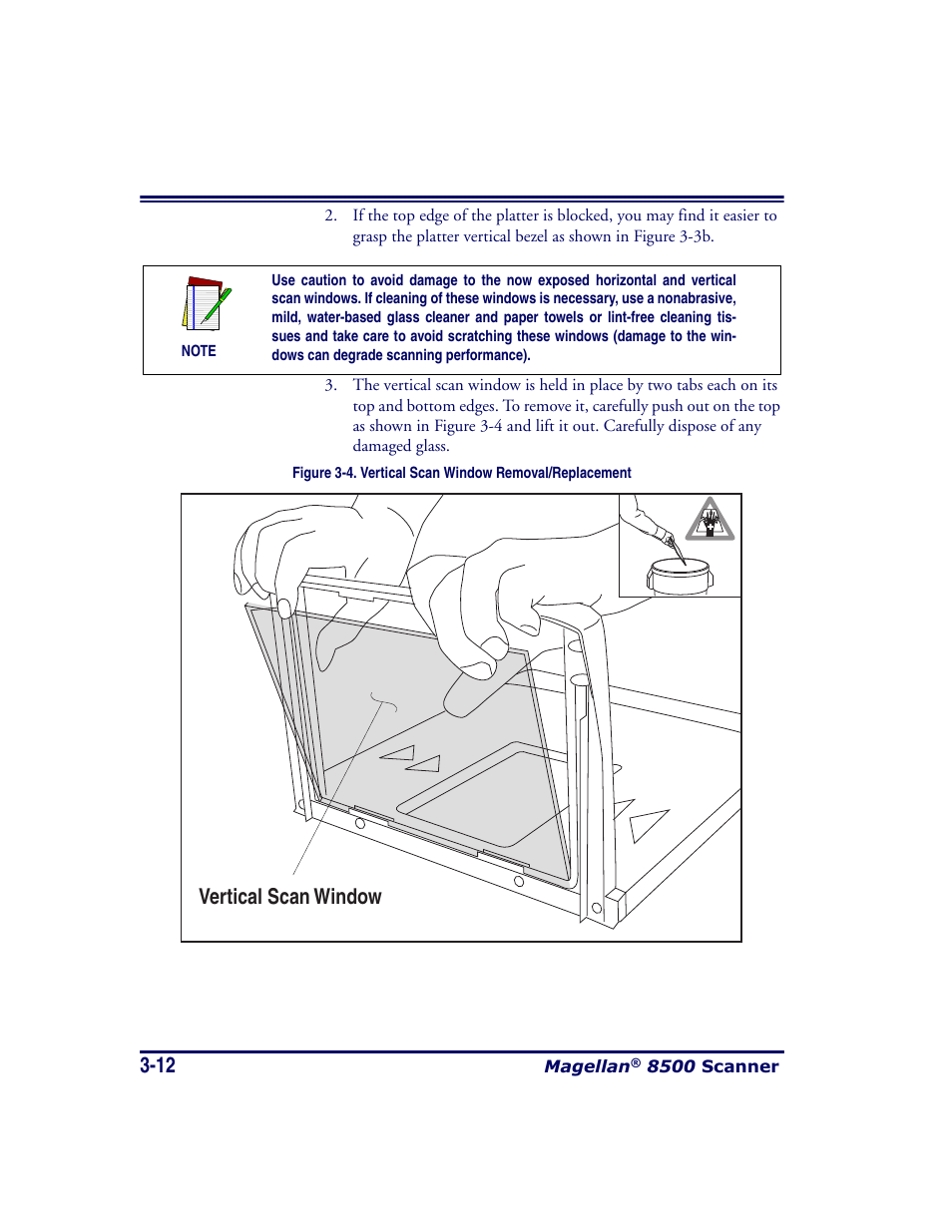 Vertical scan window | Datalogic Scanning MAGELLAN 8500 User Manual | Page 74 / 436