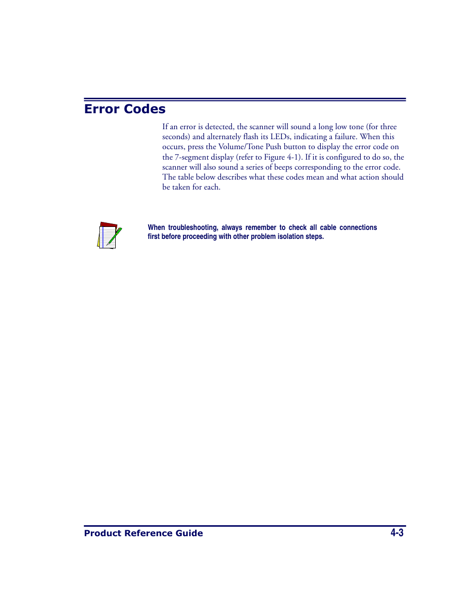 Error codes, Error codes -3 | Datalogic Scanning MAGELLAN 8500 User Manual | Page 79 / 436