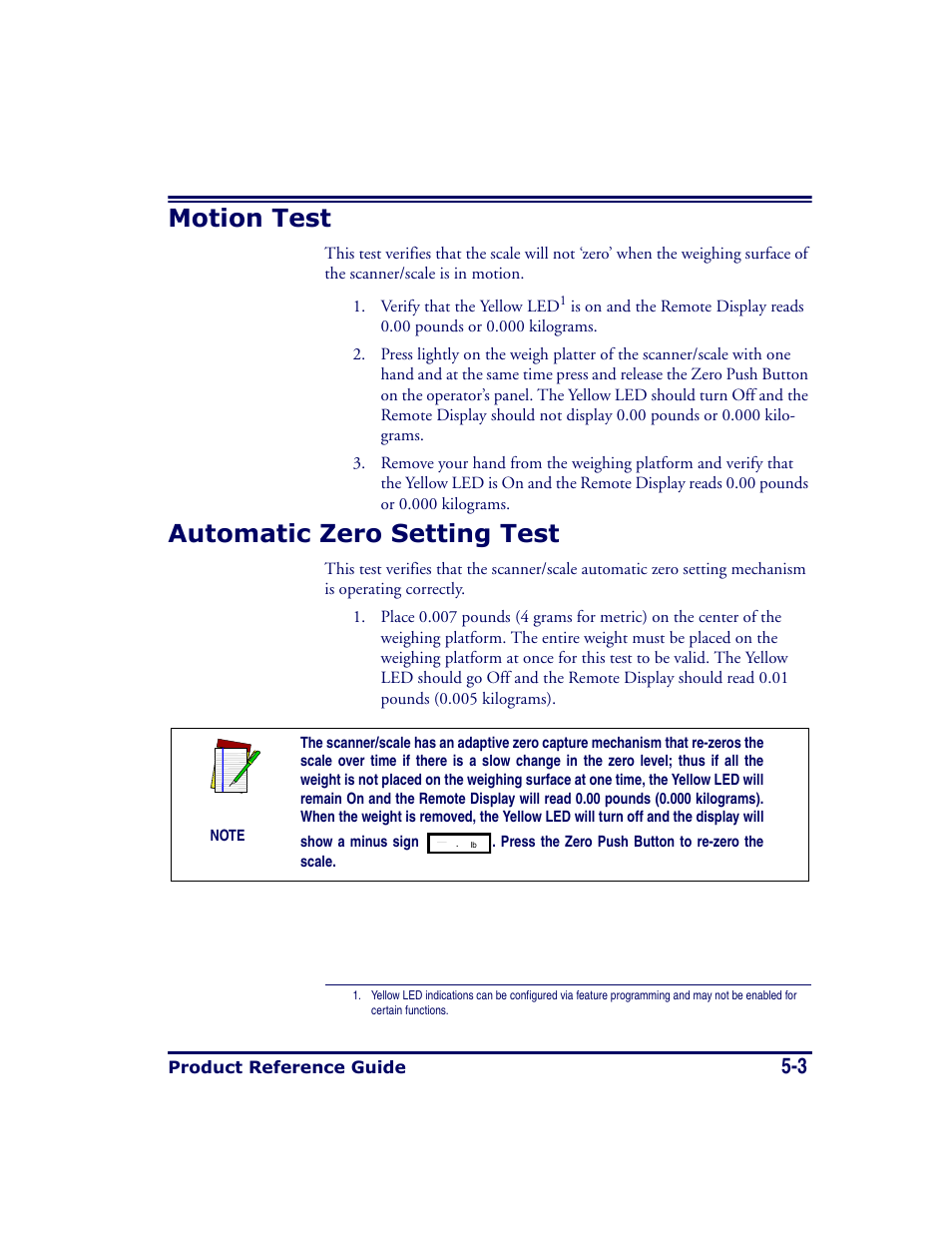 Motion test, Automatic zero setting test, Motion test -3 automatic zero setting test -3 | Datalogic Scanning MAGELLAN 8500 User Manual | Page 91 / 436
