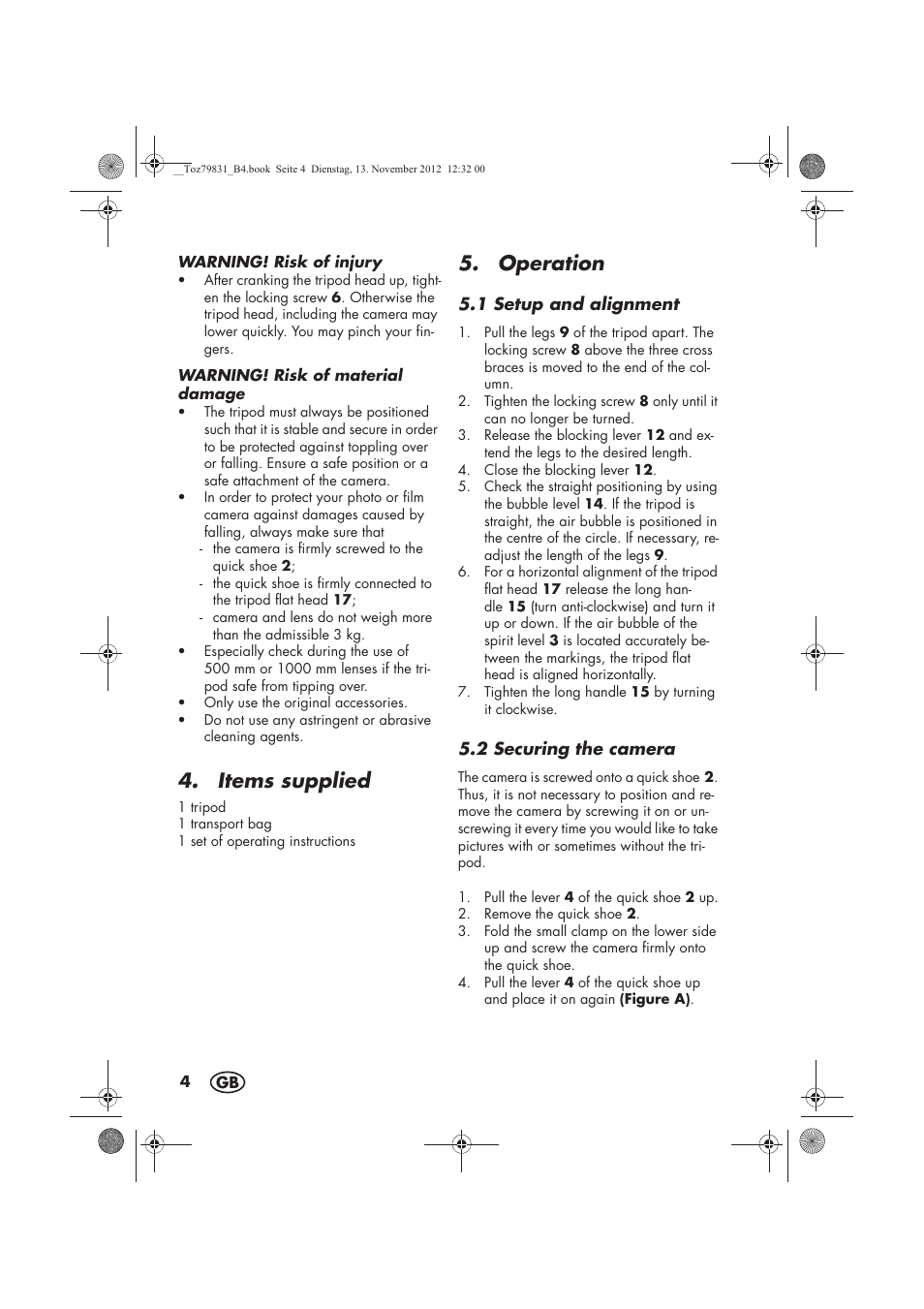 Items supplied, Operation | Silvercrest SSD 3000 A1 User Manual | Page 6 / 50