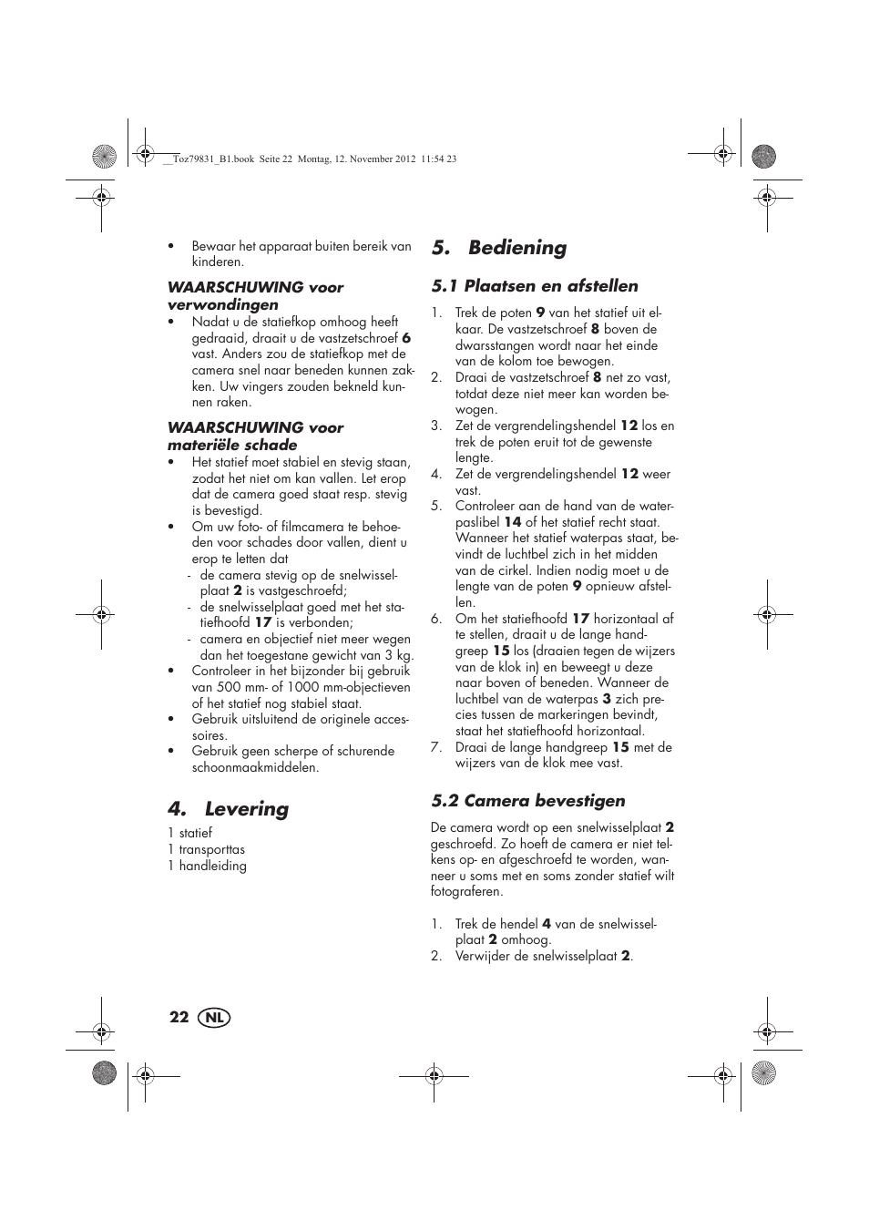 Levering, Bediening | Silvercrest SSD 3000 A1 User Manual | Page 24 / 34