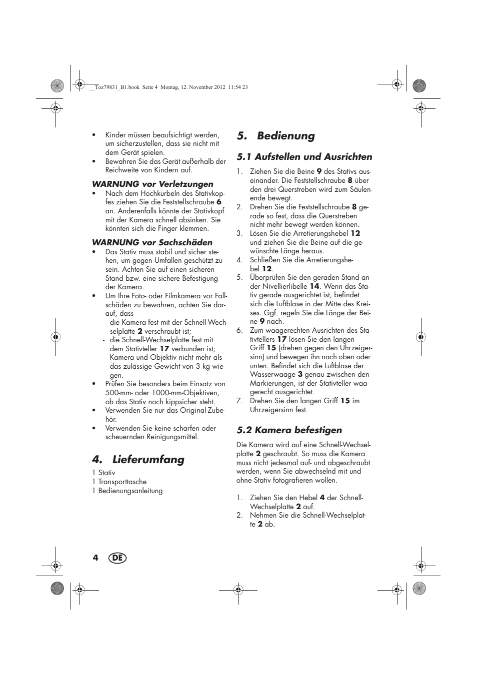 Lieferumfang, Bedienung | Silvercrest SSD 3000 A1 User Manual | Page 6 / 34