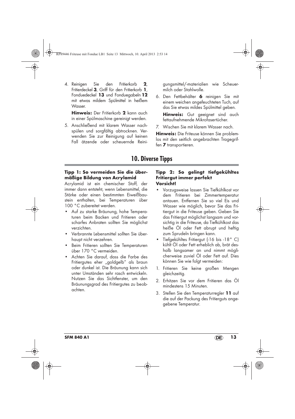 Diverse tipps | Silvercrest SFM 840 A1 User Manual | Page 15 / 74