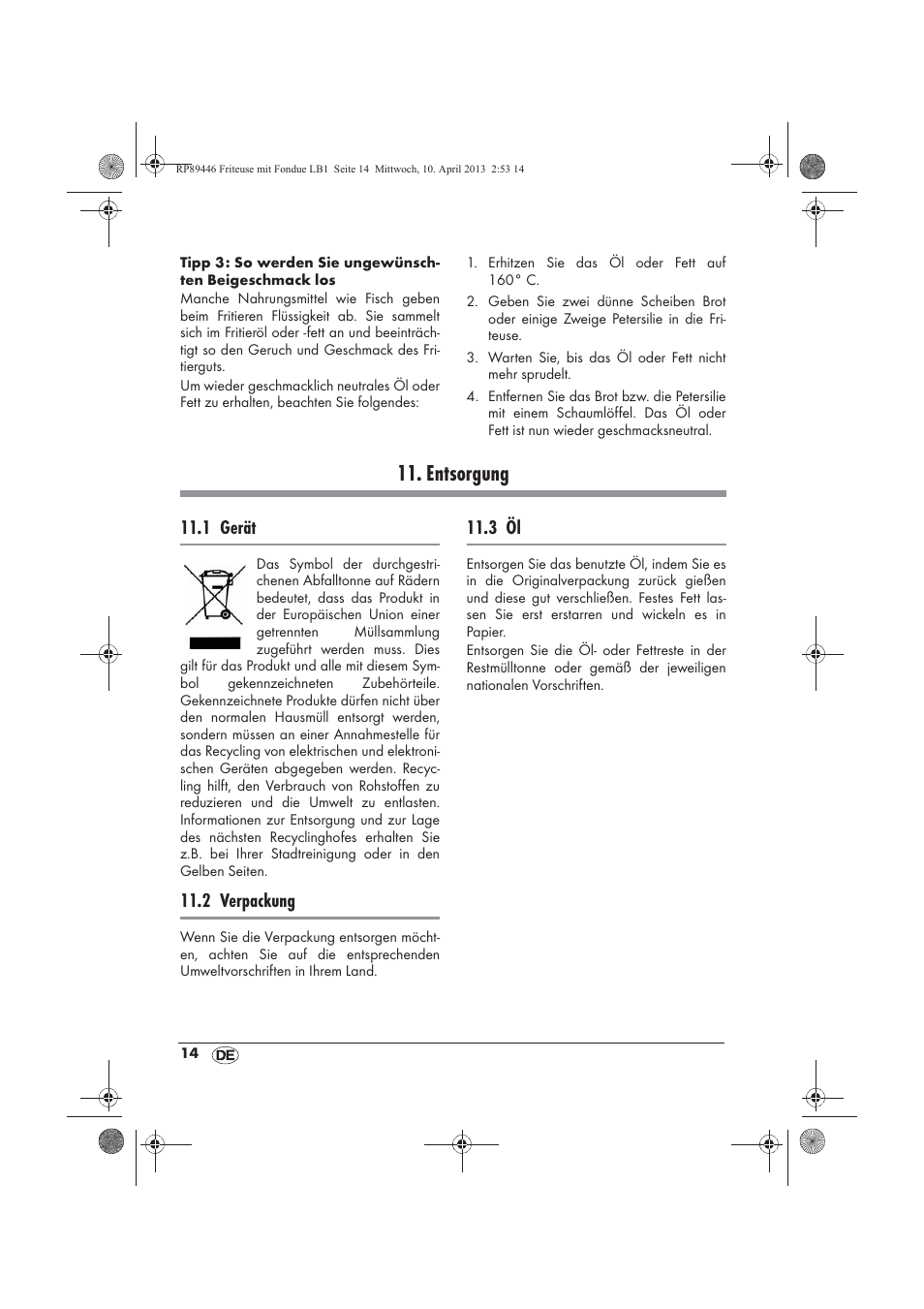 Entsorgung, 1 gerät, 2 verpackung | 3 öl | Silvercrest SFM 840 A1 User Manual | Page 16 / 74