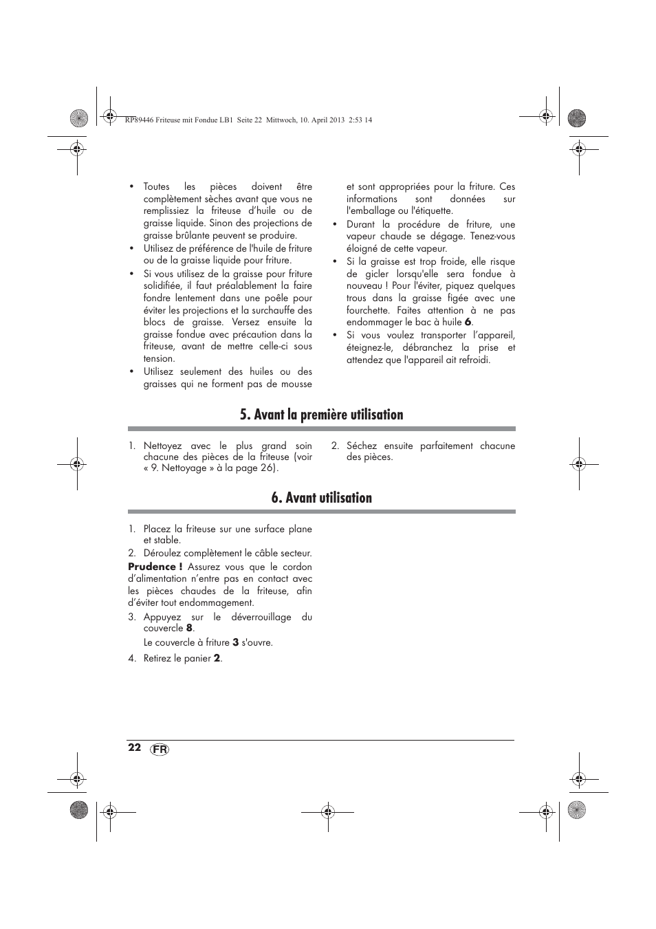 Avant la première utilisation, Avant utilisation | Silvercrest SFM 840 A1 User Manual | Page 24 / 74