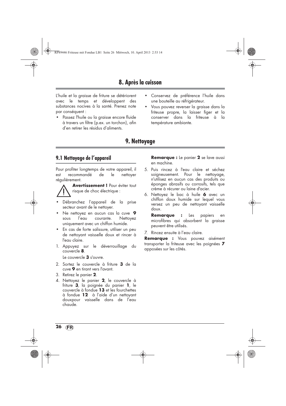 Après la cuisson, Nettoyage, 1 nettoyage de l’appareil | Silvercrest SFM 840 A1 User Manual | Page 28 / 74