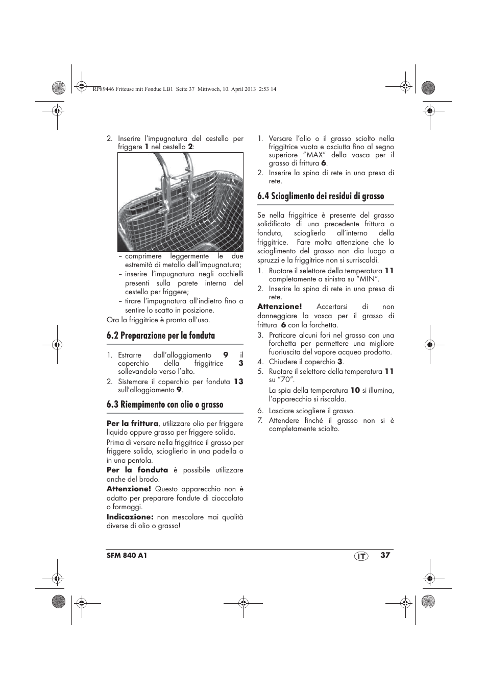 2 preparazione per la fonduta, 3 riempimento con olio o grasso, 4 scioglimento dei residui di grasso | Silvercrest SFM 840 A1 User Manual | Page 39 / 74