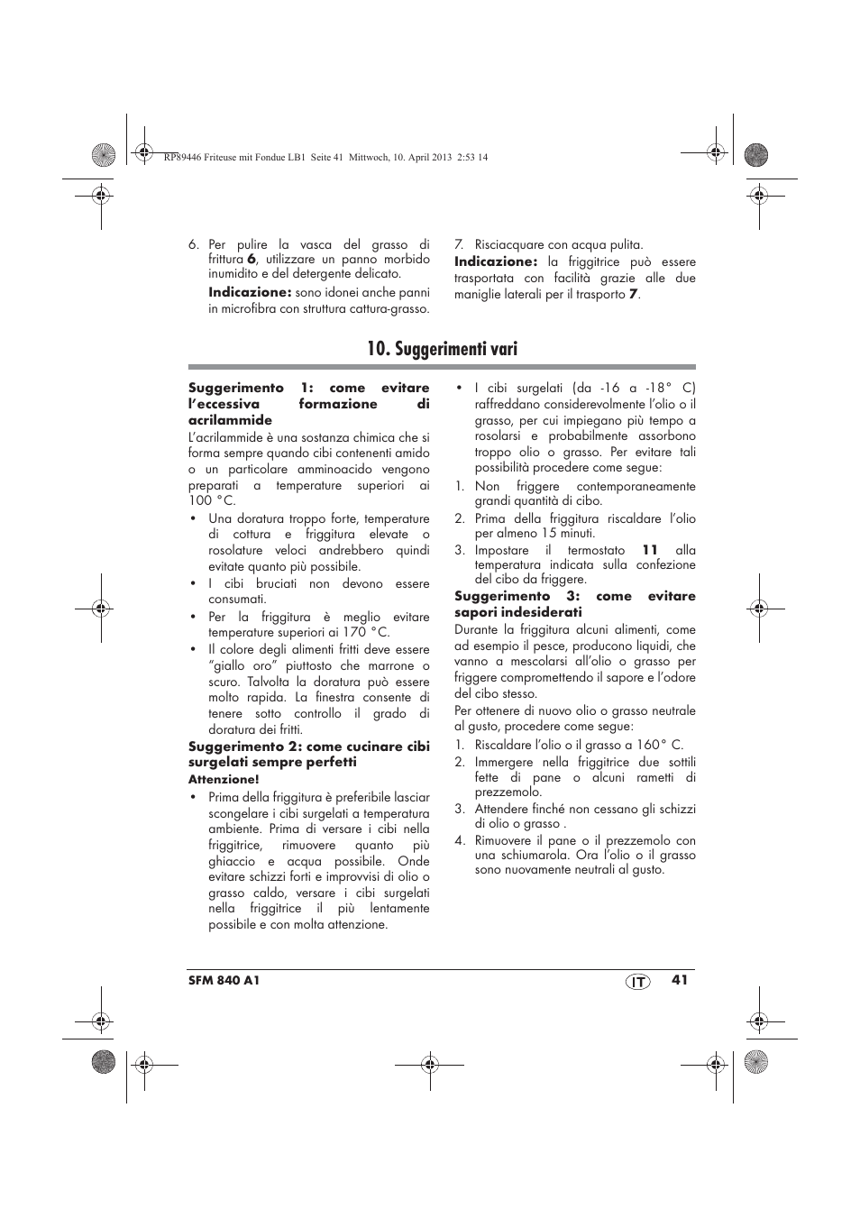 Suggerimenti vari | Silvercrest SFM 840 A1 User Manual | Page 43 / 74