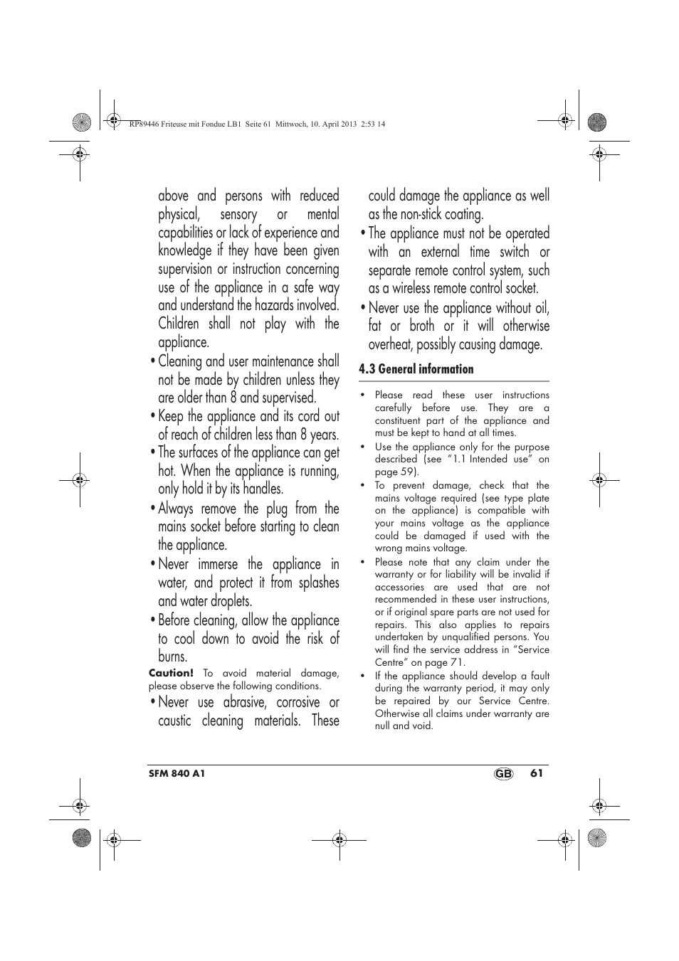 Silvercrest SFM 840 A1 User Manual | Page 63 / 74