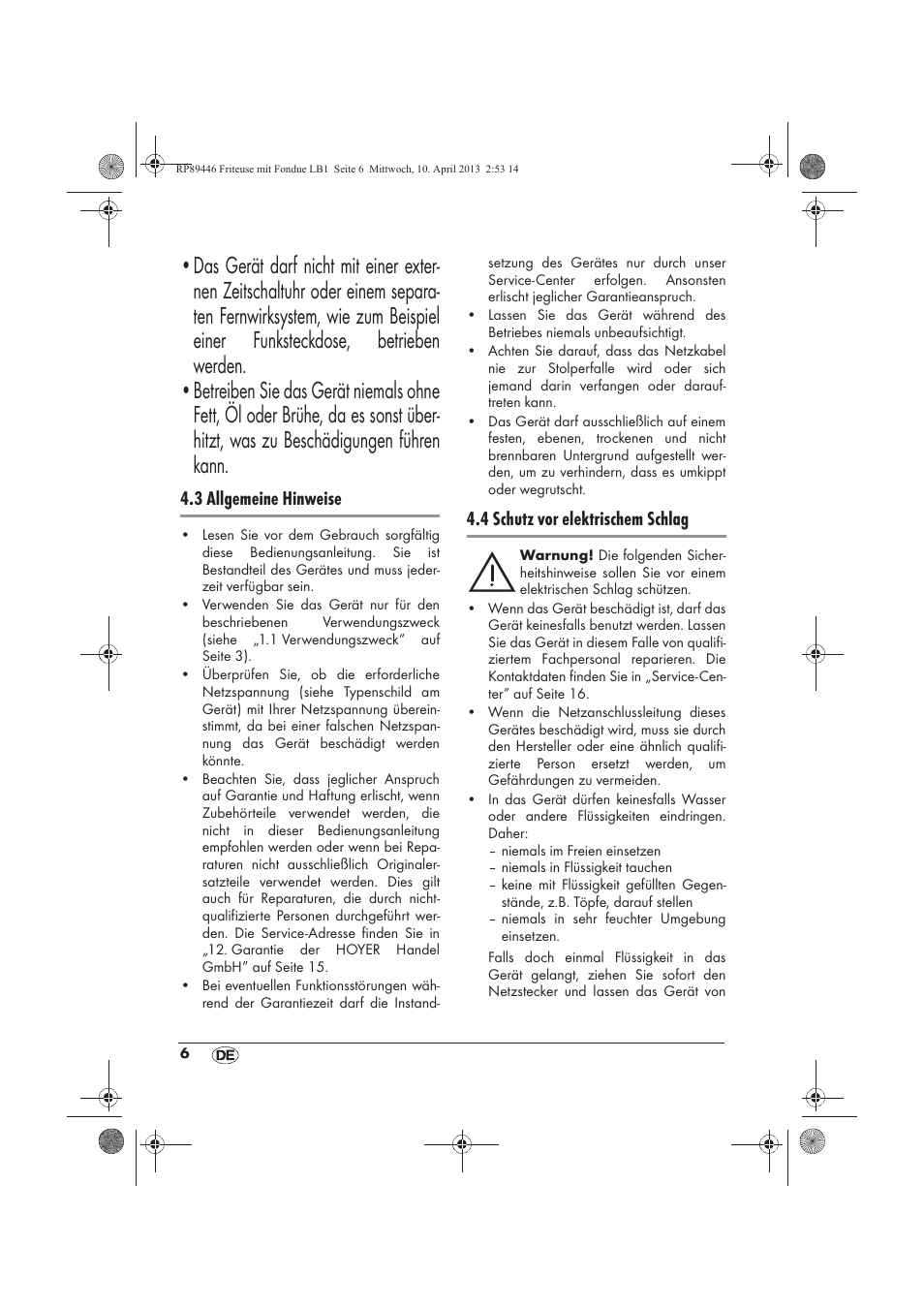 3 allgemeine hinweise, 4 schutz vor elektrischem schlag | Silvercrest SFM 840 A1 User Manual | Page 8 / 74