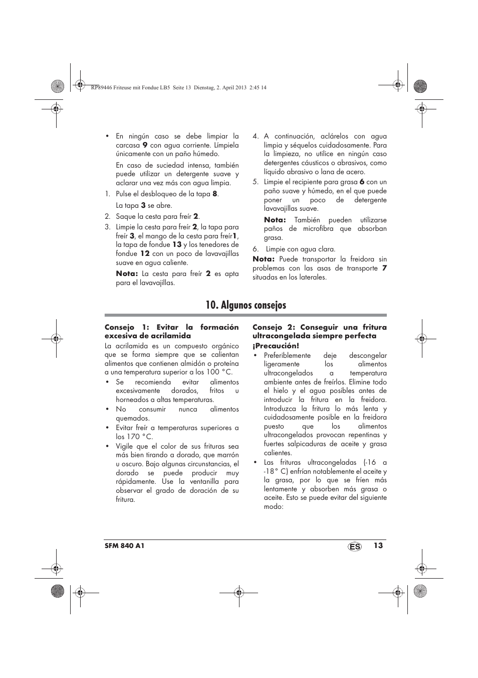 Algunos consejos | Silvercrest SFM 840 A1 User Manual | Page 15 / 74