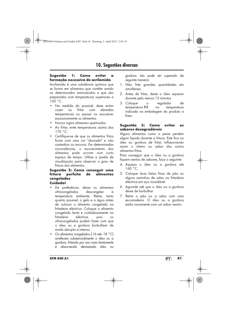 Sugestões diversas | Silvercrest SFM 840 A1 User Manual | Page 43 / 74