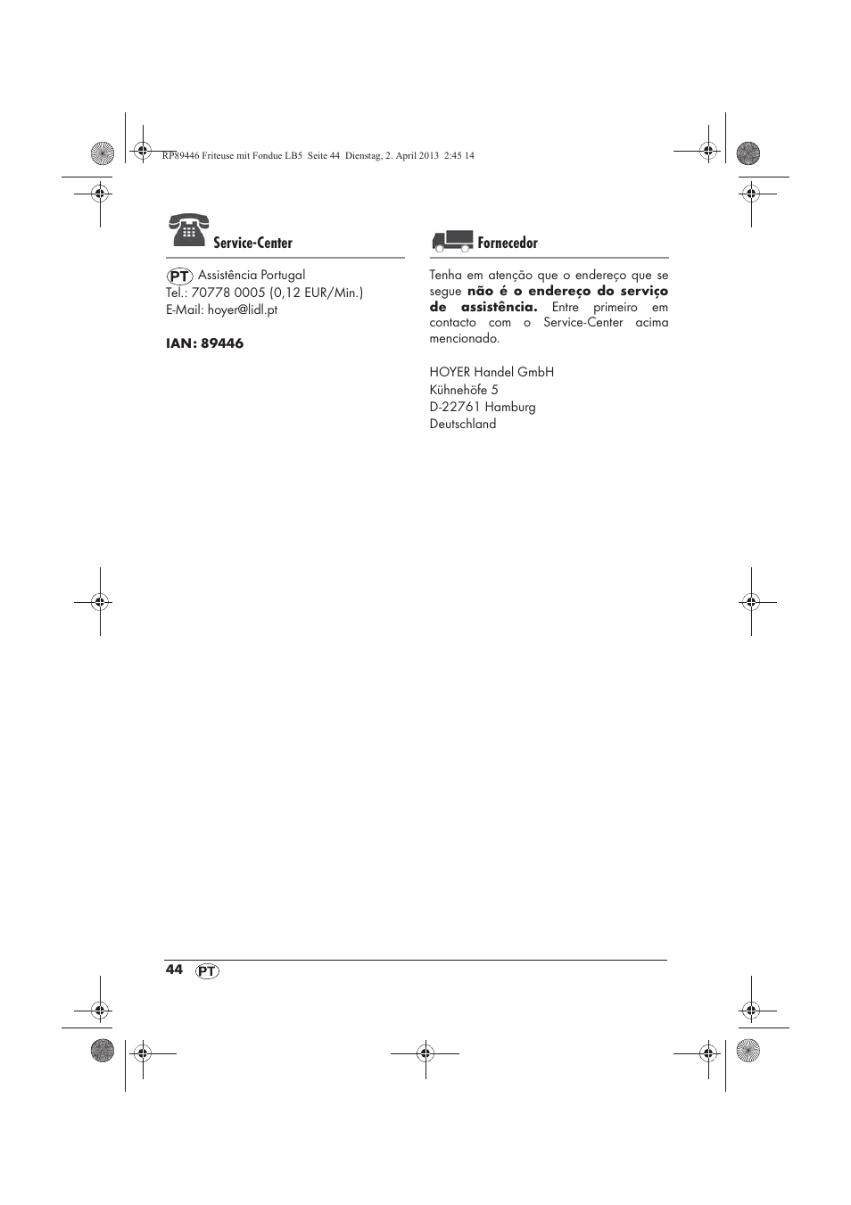 Service-center, Fornecedor | Silvercrest SFM 840 A1 User Manual | Page 46 / 74