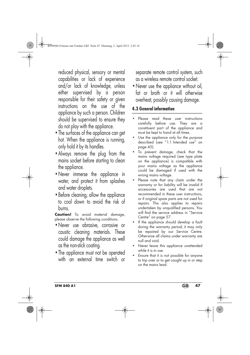 Silvercrest SFM 840 A1 User Manual | Page 49 / 74