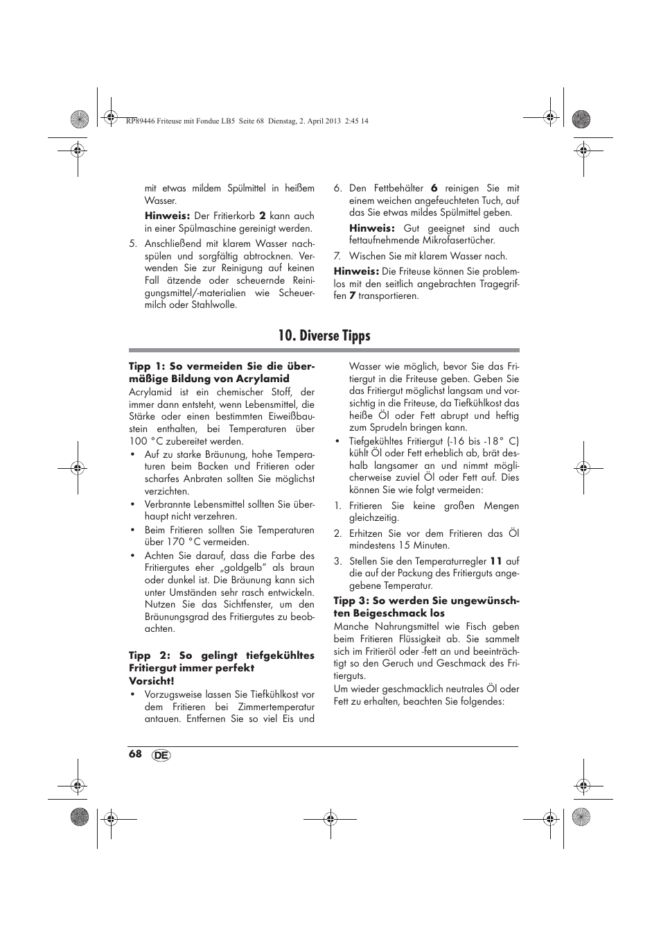 Diverse tipps | Silvercrest SFM 840 A1 User Manual | Page 70 / 74