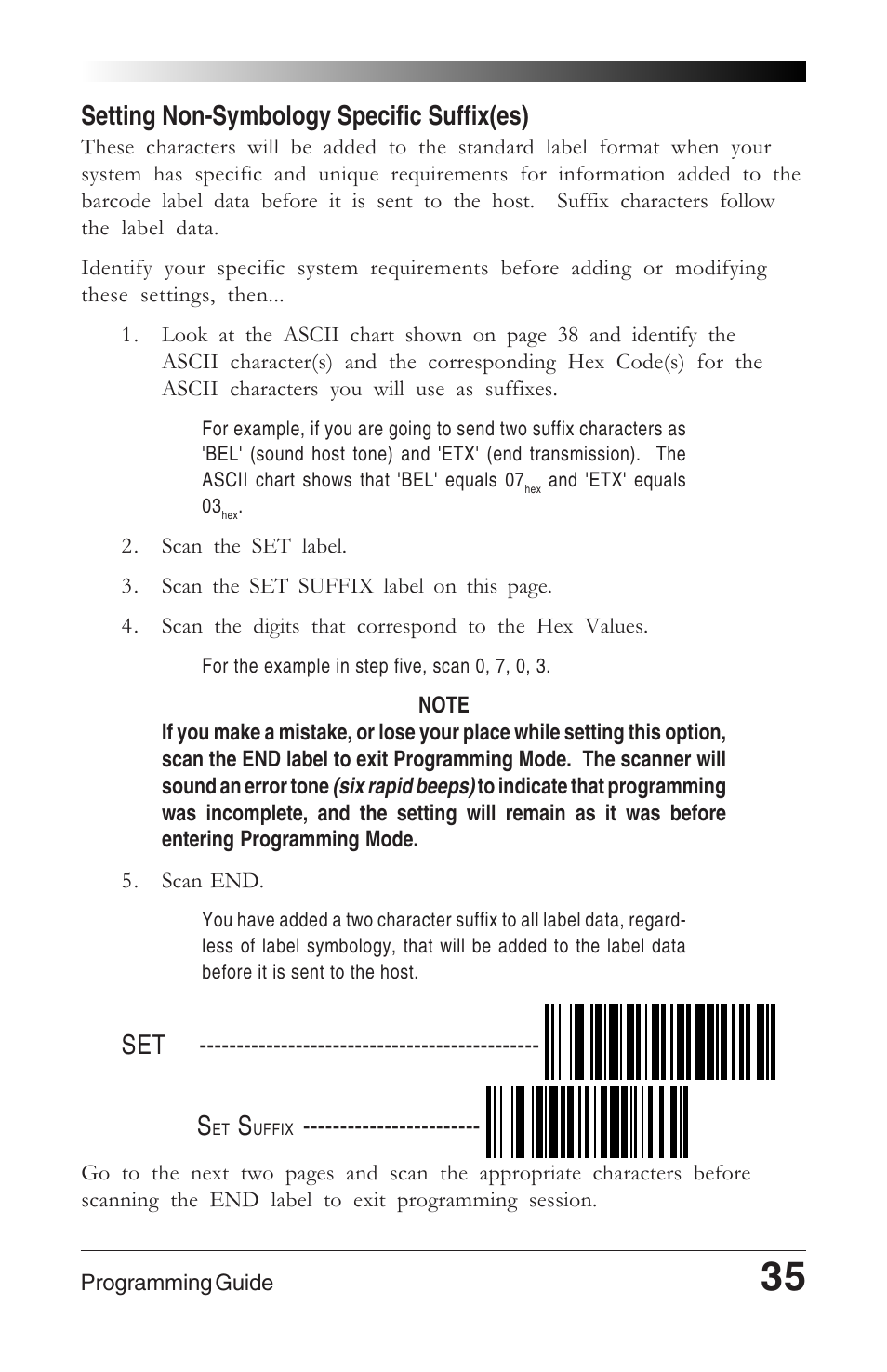 Setting non-symbology specific suffix(es) | Datalogic Scanning QUICKSCAN 6000 User Manual | Page 39 / 104