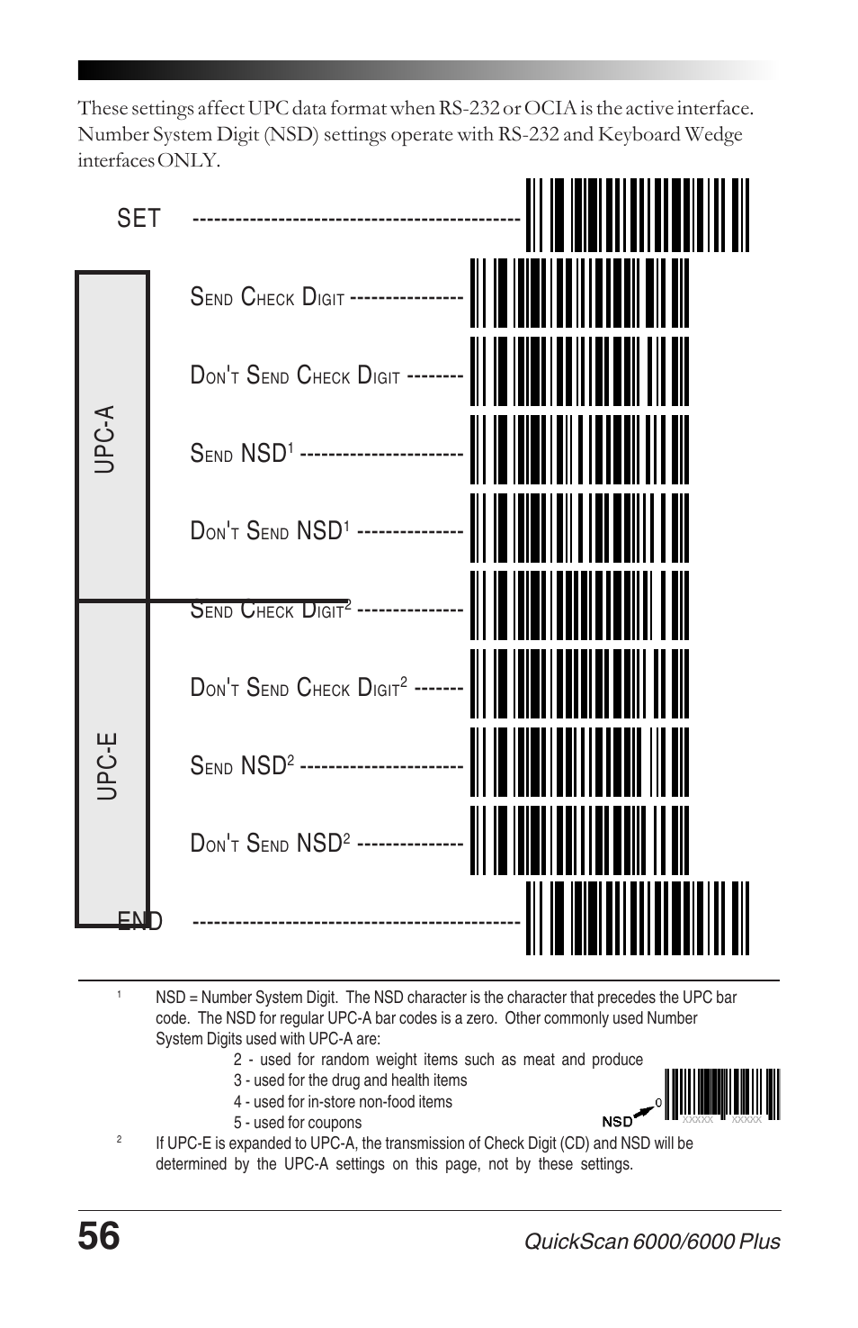 Upc-a upc-e | Datalogic Scanning QUICKSCAN 6000 User Manual | Page 60 / 104