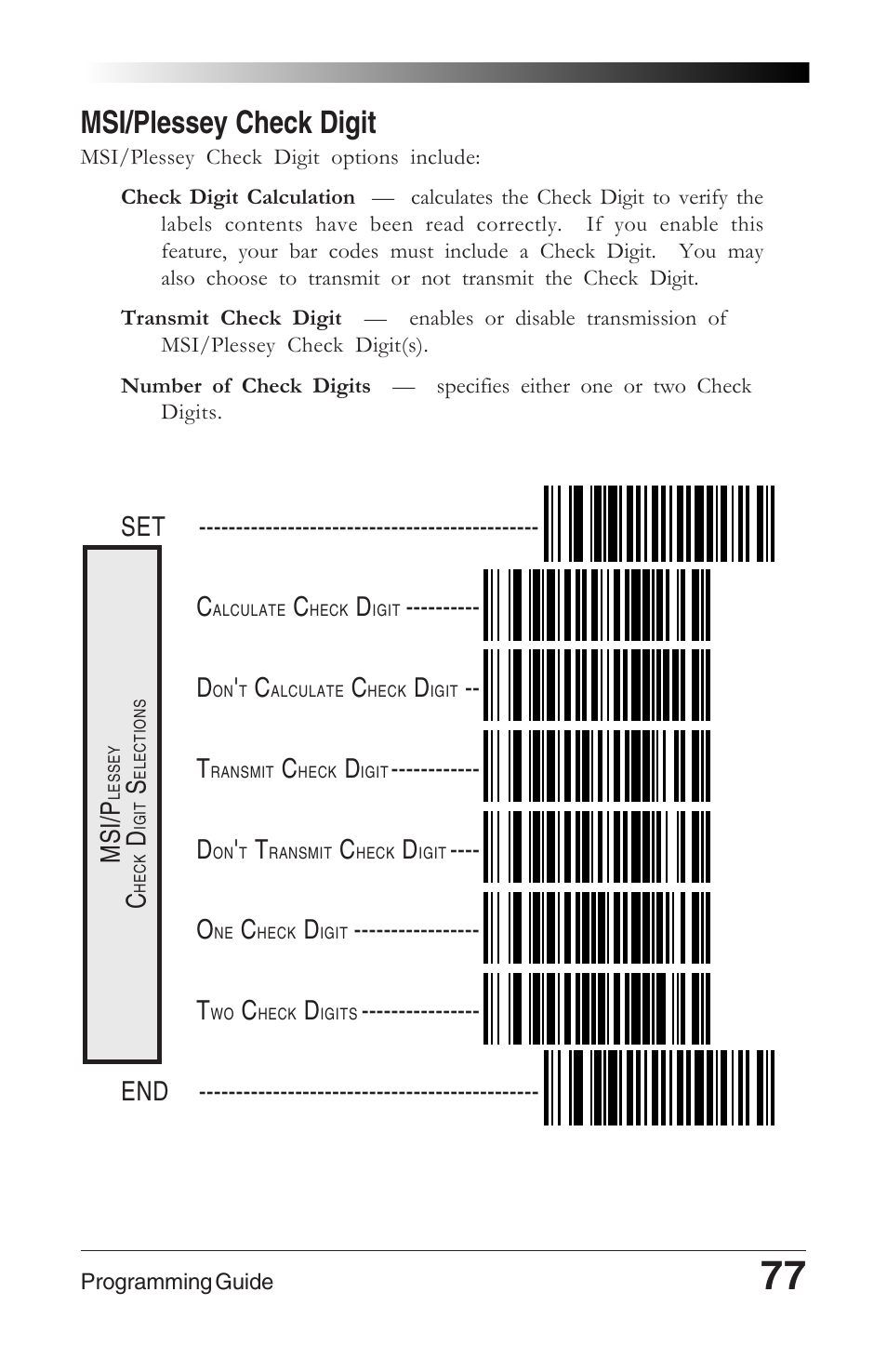 Msi/plessey check digit | Datalogic Scanning QUICKSCAN 6000 User Manual | Page 81 / 104