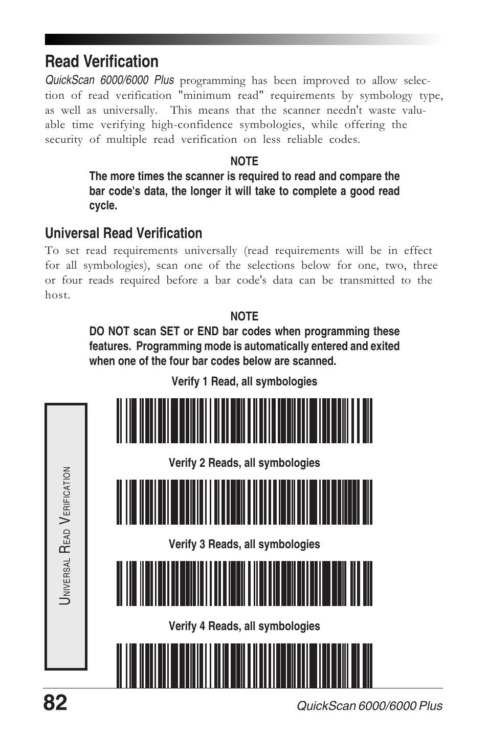 Read verification | Datalogic Scanning QUICKSCAN 6000 User Manual | Page 86 / 104